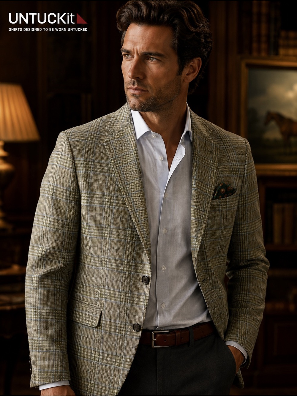 UNTUCKit Olive Plaid Sport Coat